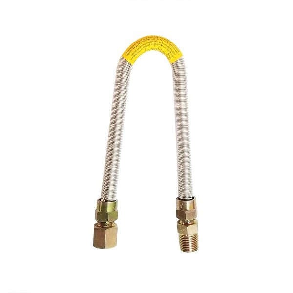 Thrifco Plumbing Stainless Steel Gas Flex -1/2 Inch O.D. x 3/8 Inch I.D. x 18 Inch Long with 1/2 Inch MIP 4400689 - main
